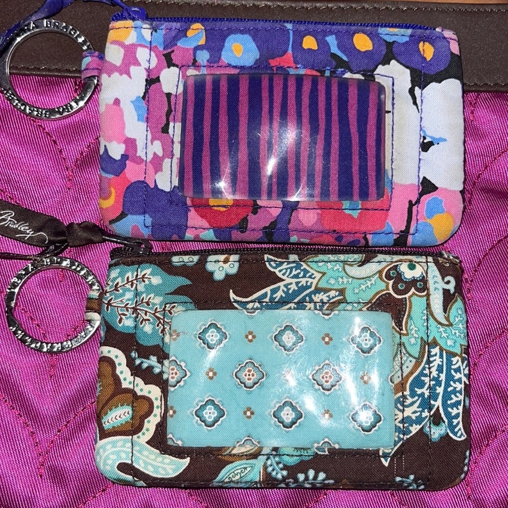 Vera Bradley Women's Cotton Zip Id Case Wallet Bundle Of Two